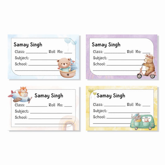 Personalized School Book Labels - Baby Safari