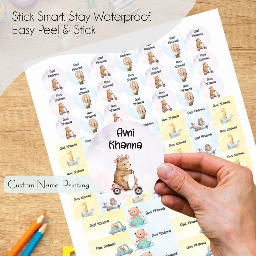 Mixed Waterproof Labels for Kids - Baby Safari