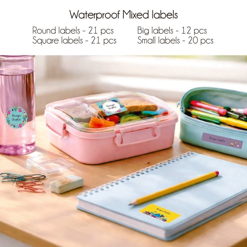 Mixed Waterproof Labels for Kids - Back 2 school