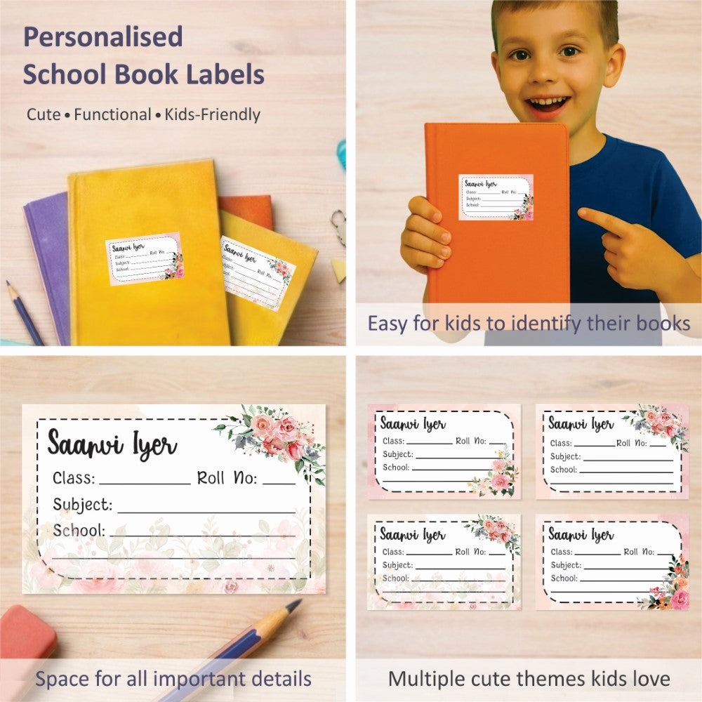 Personalized School Book Labels - Bouquets
