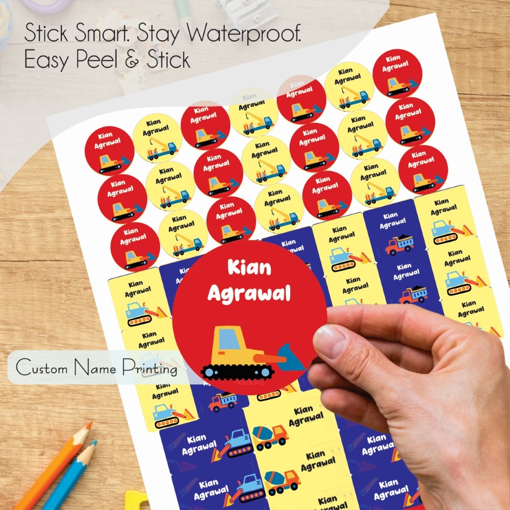 Mixed Waterproof Labels for Kids - Builder Zone