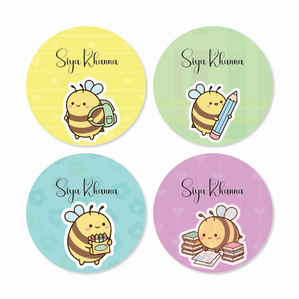 Round waterproof name labels - Busy Bees