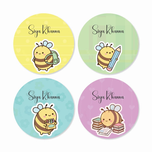 Round waterproof name labels - Busy Bees