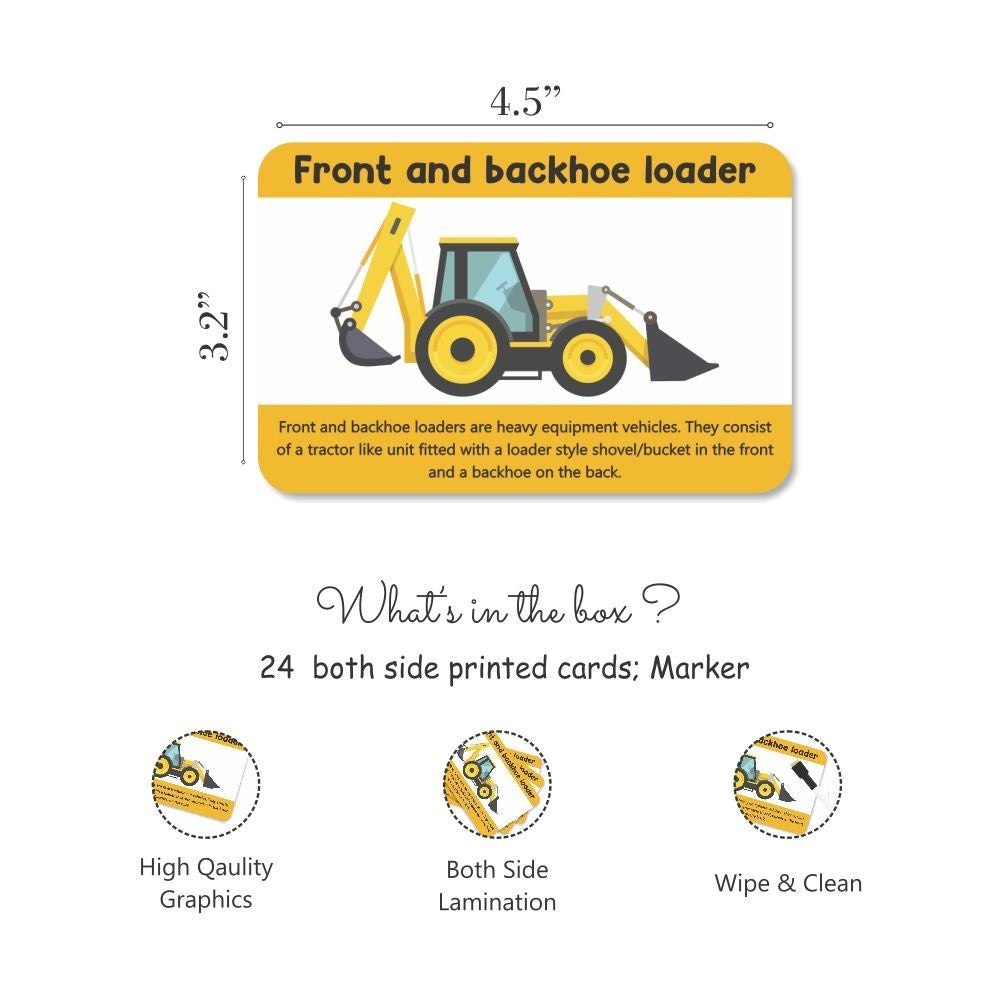Construction Tools and Vehicles flashcard with activity