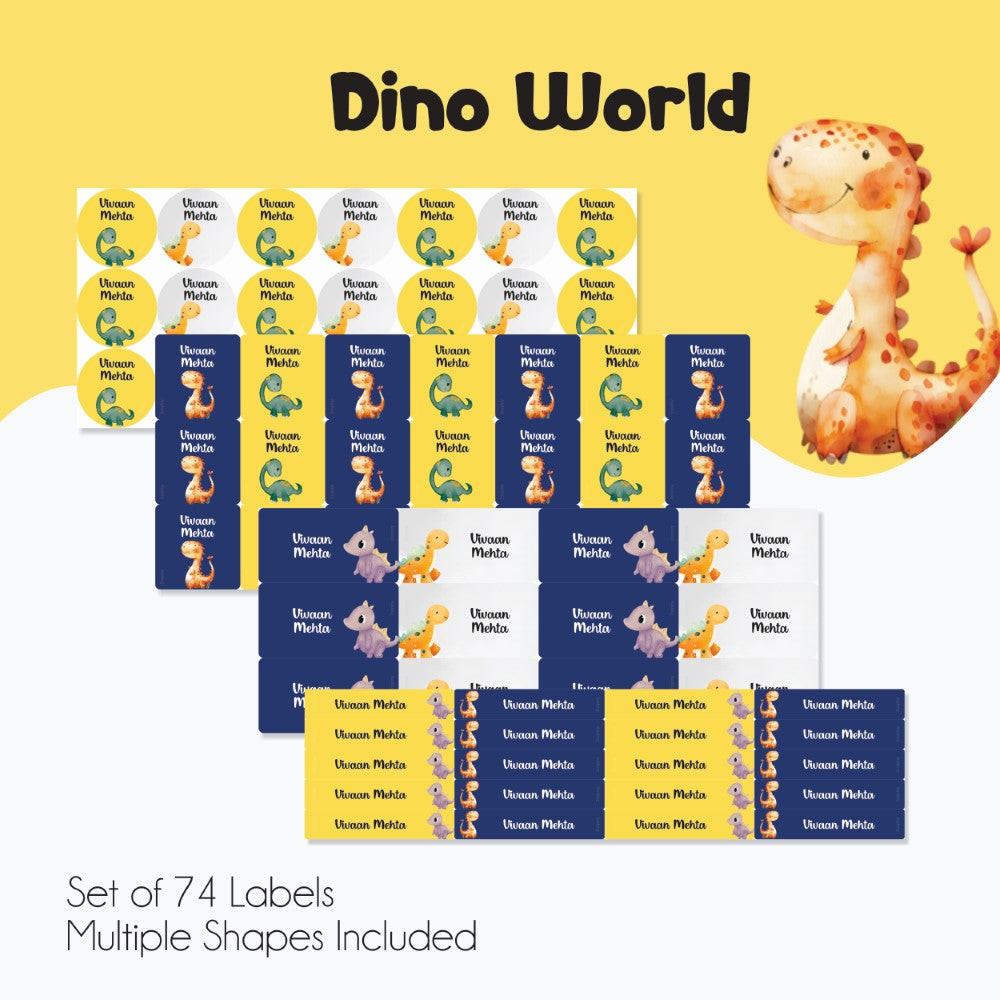 Mixed Waterproof Labels for Kids - Dino World