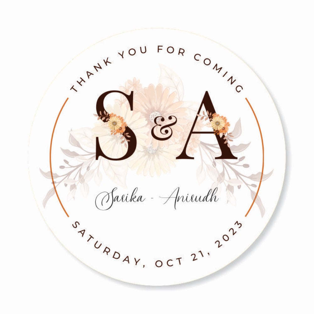 Wedding Thank you labels - Floral Monogram