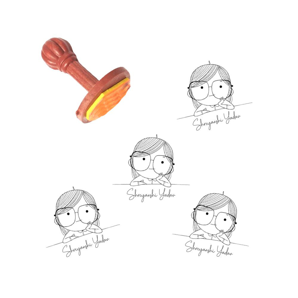 Book stamp - Girl with specs