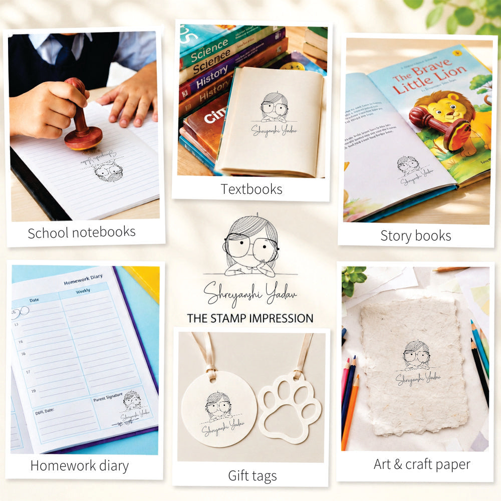 Book stamp - Girl with specs