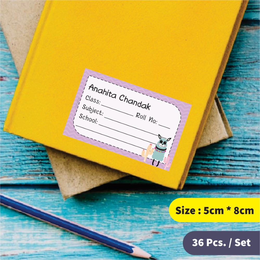 Personalized School Book Labels - Happy Llamas