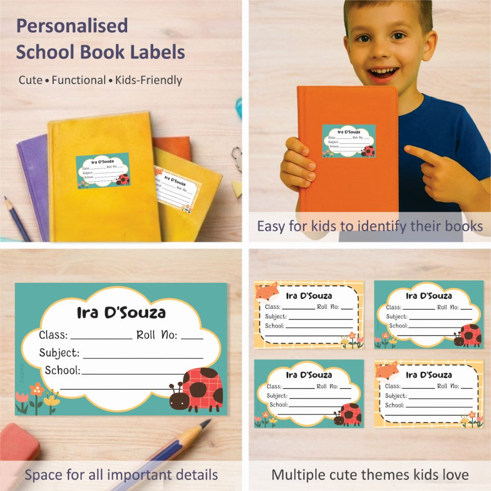 Personalized School Book Labels - Happy Spots