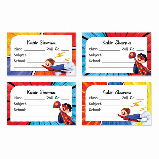 Personalized School Book Labels - Hero Power