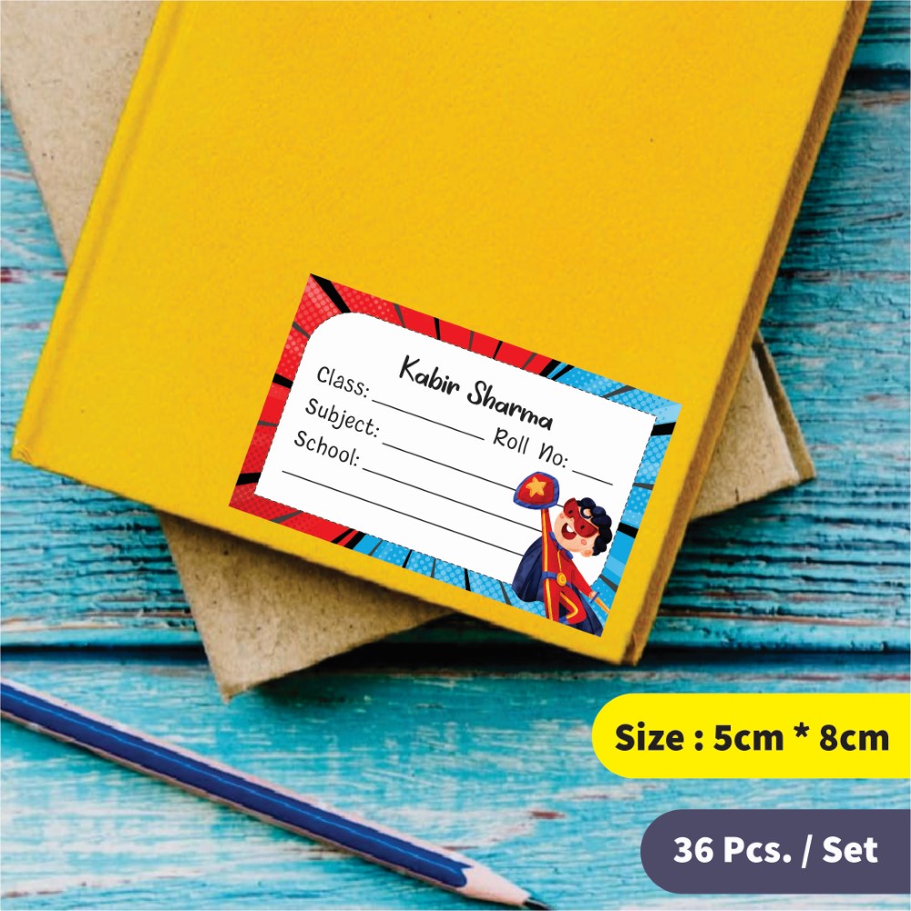 Personalized School Book Labels - Hero Power