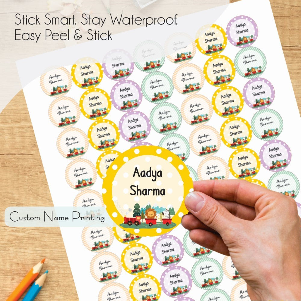 Round waterproof name labels - Jungle Express