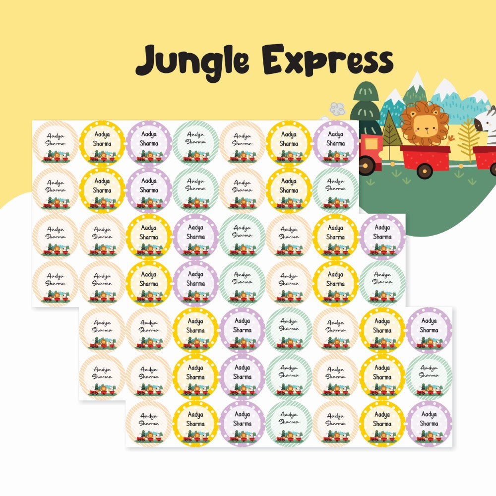 Round waterproof name labels - Jungle Express