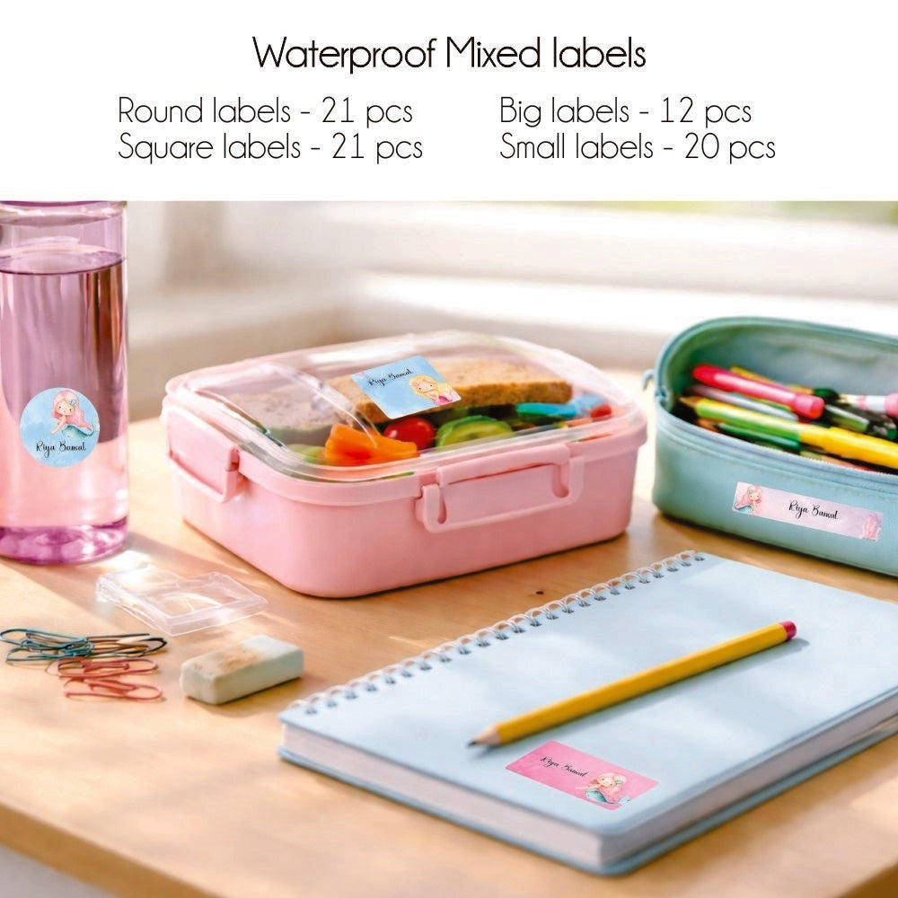 Mixed Waterproof Labels for Kids - Little Mermaid