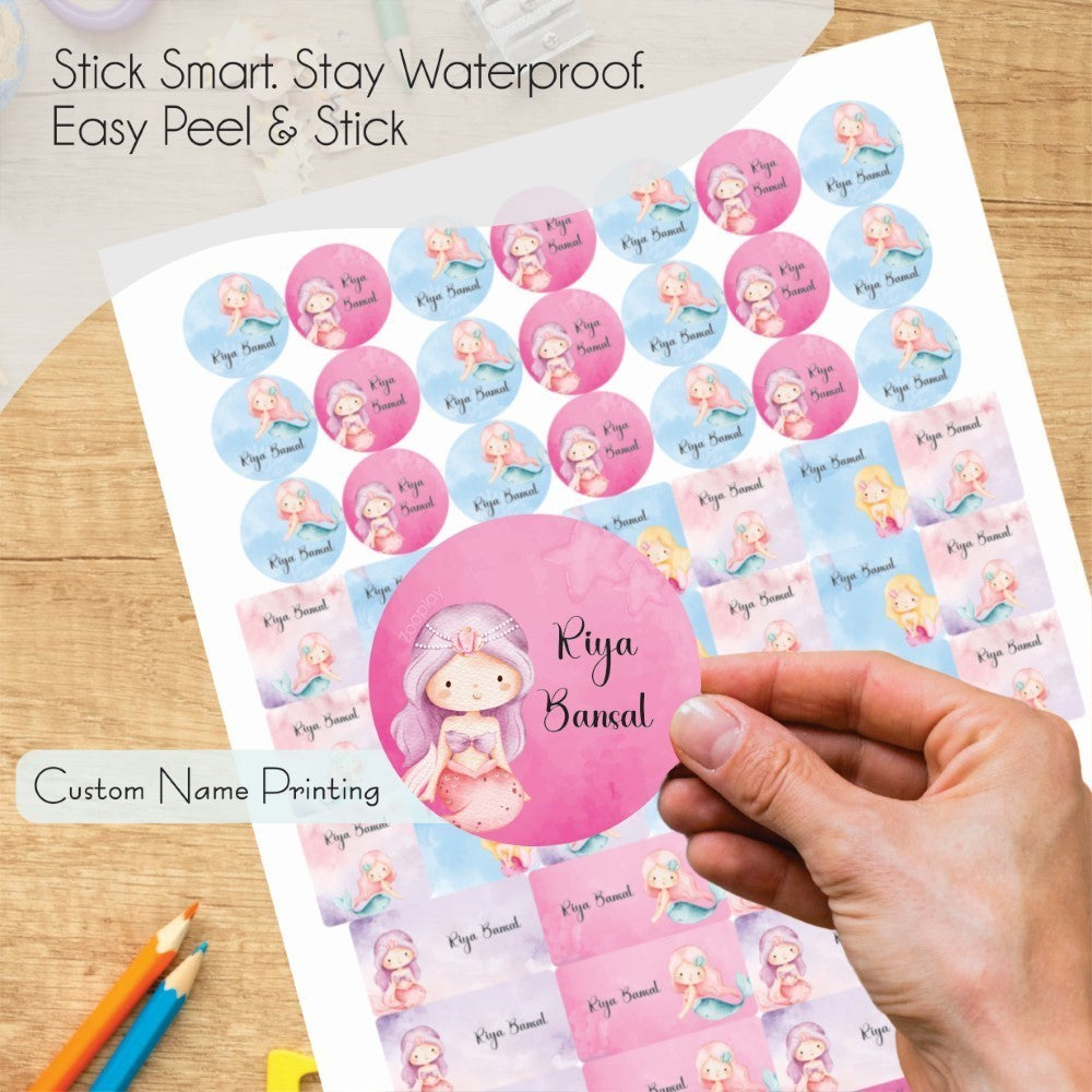 Mixed Waterproof Labels for Kids - Little Mermaid