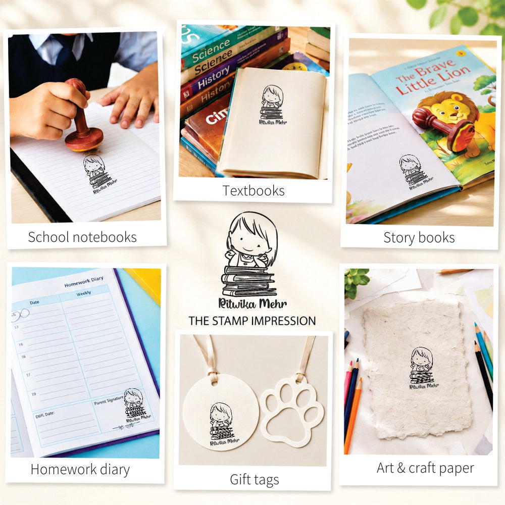 Book stamp - little miss Bookworm