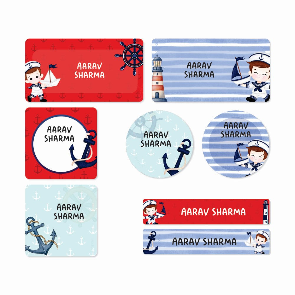 Mixed Waterproof Labels for Kids - Sailor Fun
