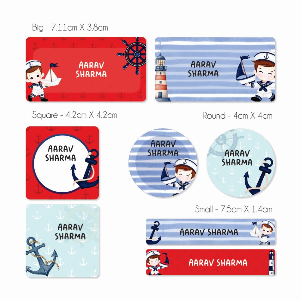 Mixed Waterproof Labels for Kids - Sailor Fun