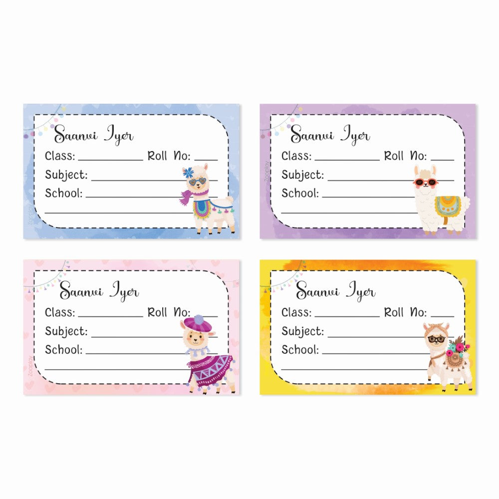 Personalized School Book Labels - Llama Love