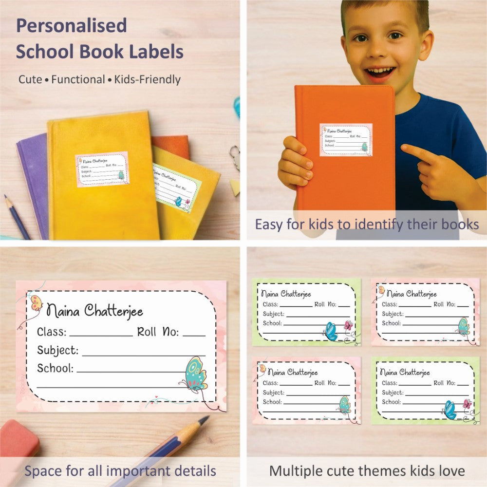 Personalized School Book Labels - Magic wings