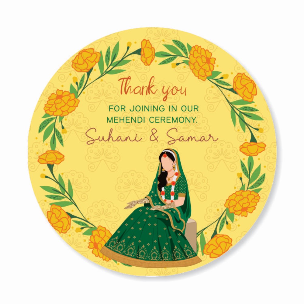 Wedding Thank you labels - Marigold Mehendi