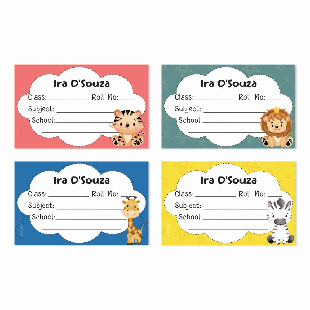 Personalized School Book Labels - Mini Zoo