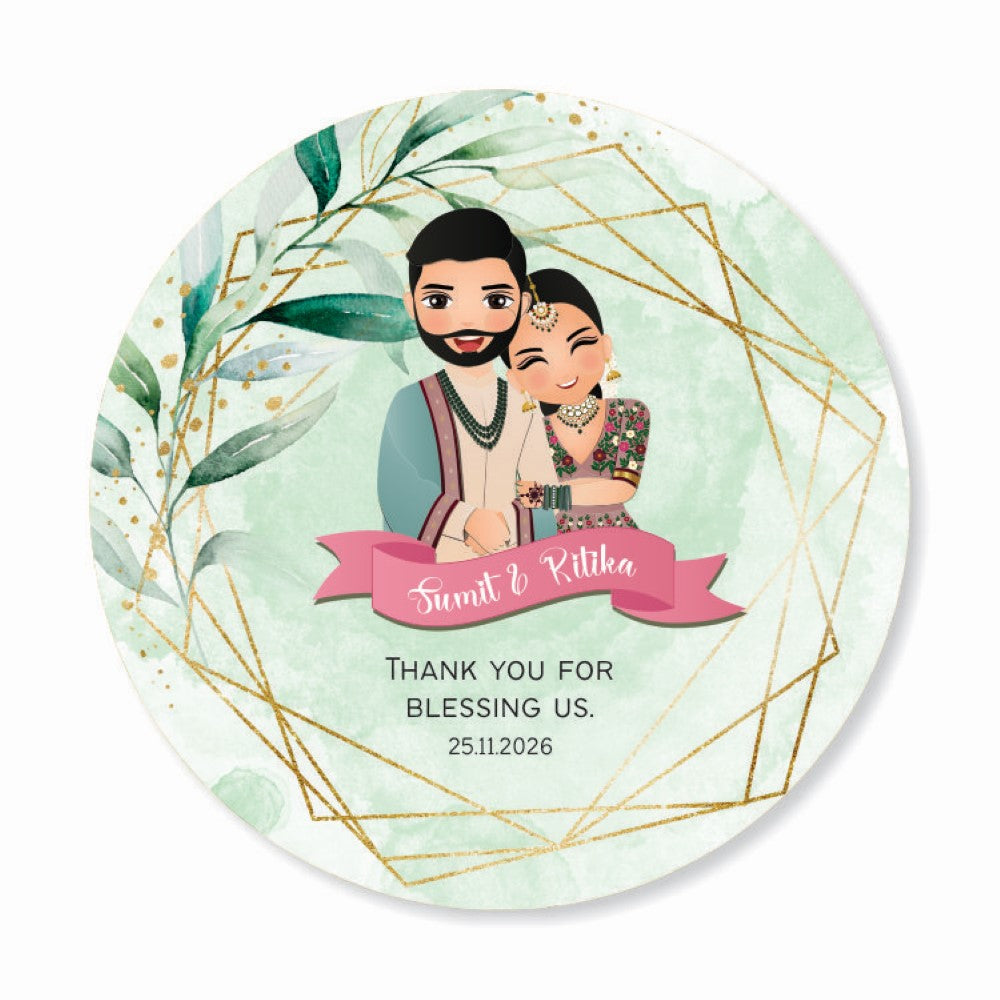 Wedding Thank you labels - Mint & Gold