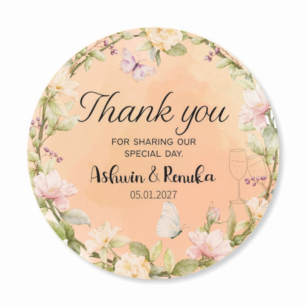 Wedding Thank you labels - Peach Wishes