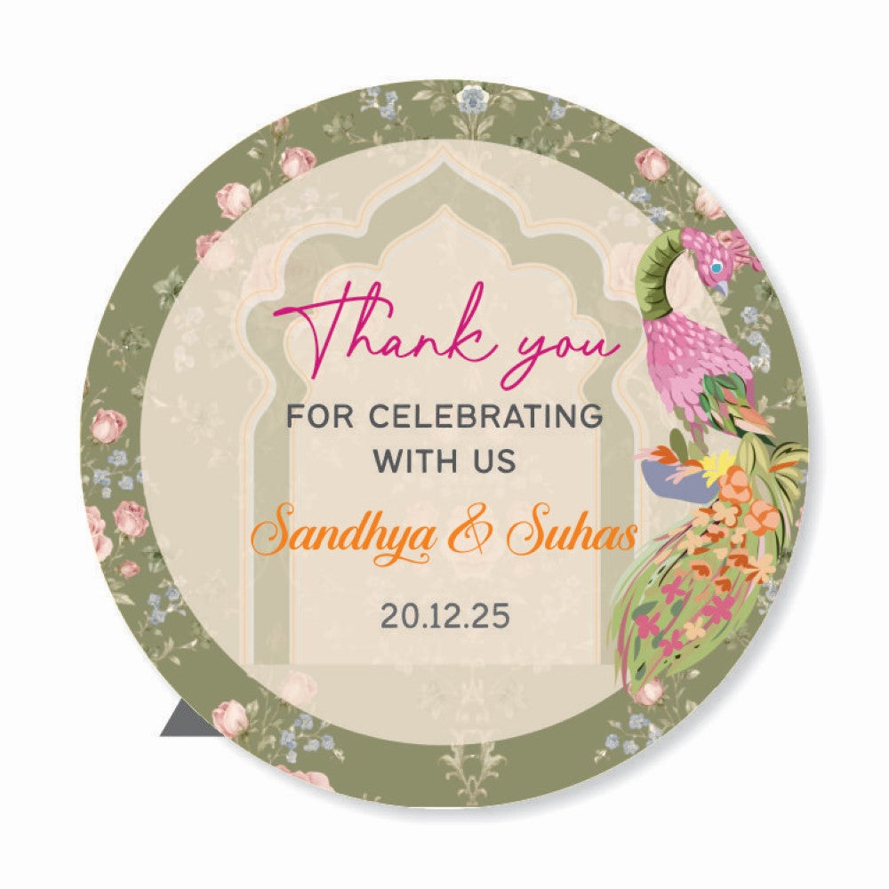 Wedding Thank you labels - Peacock Garden