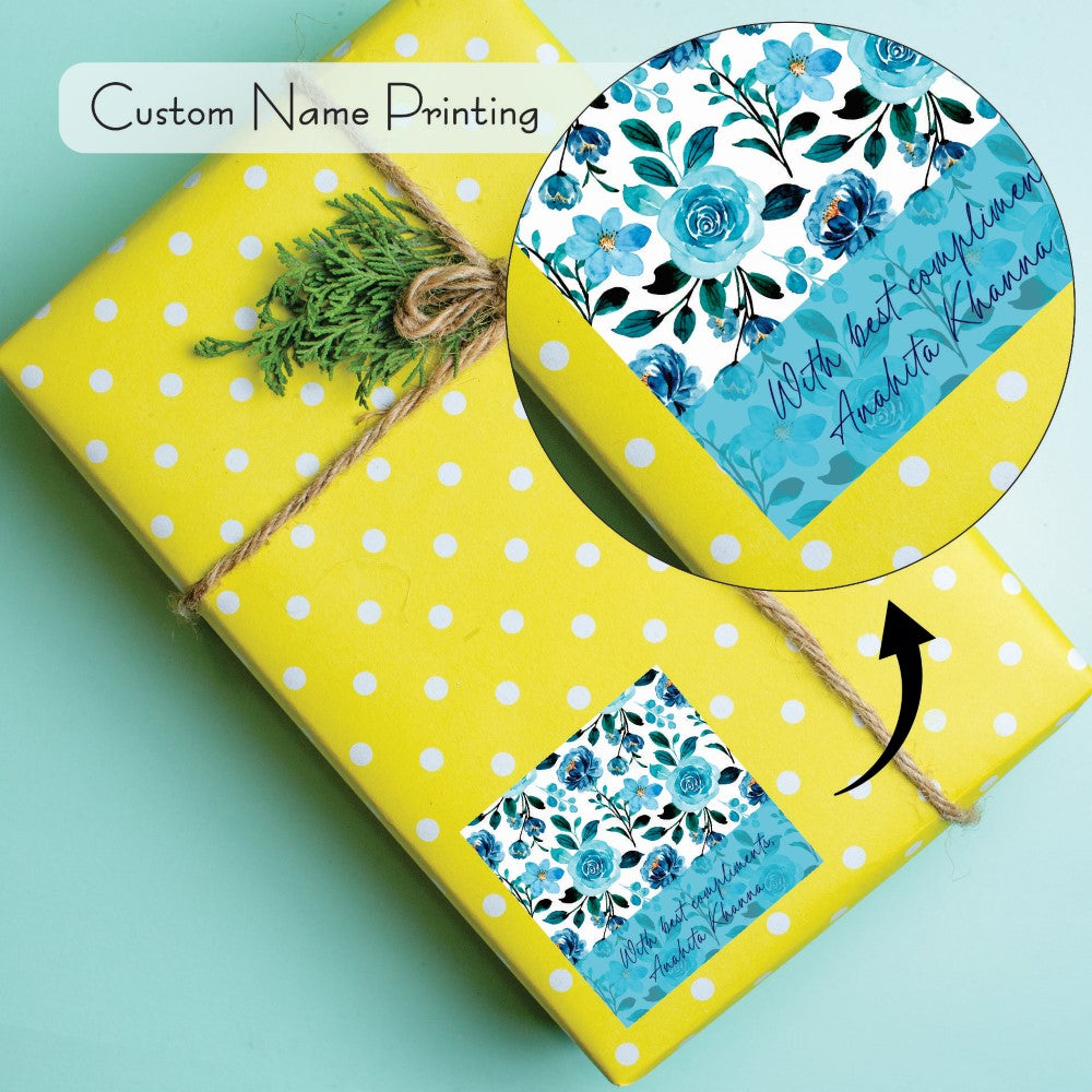 Gift tags Square- Petals in blue