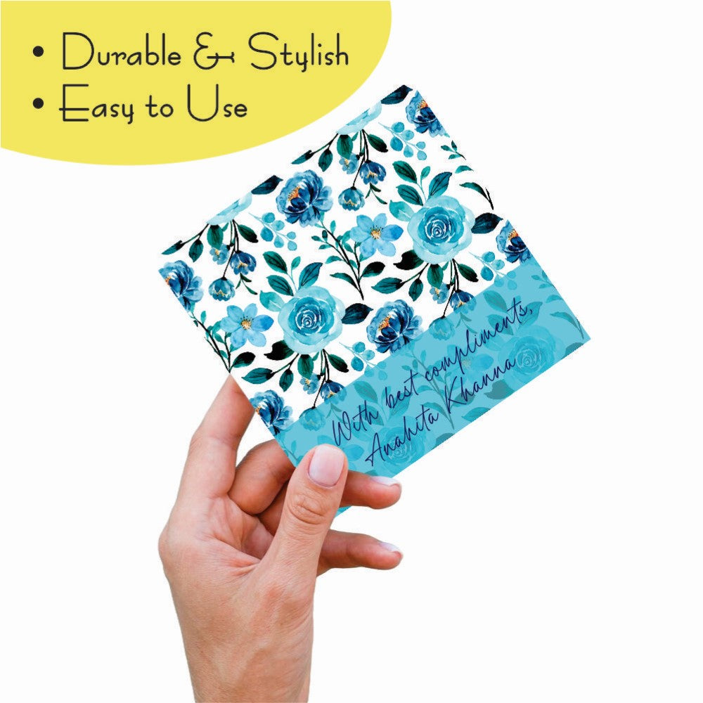 Gift tags Square- Petals in blue