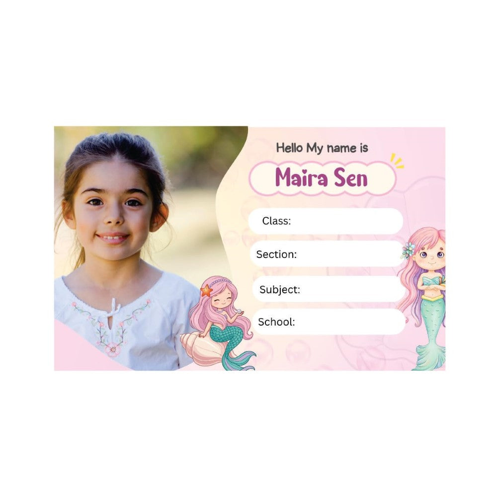 Personalized School Book Labels - Photo Mermaid