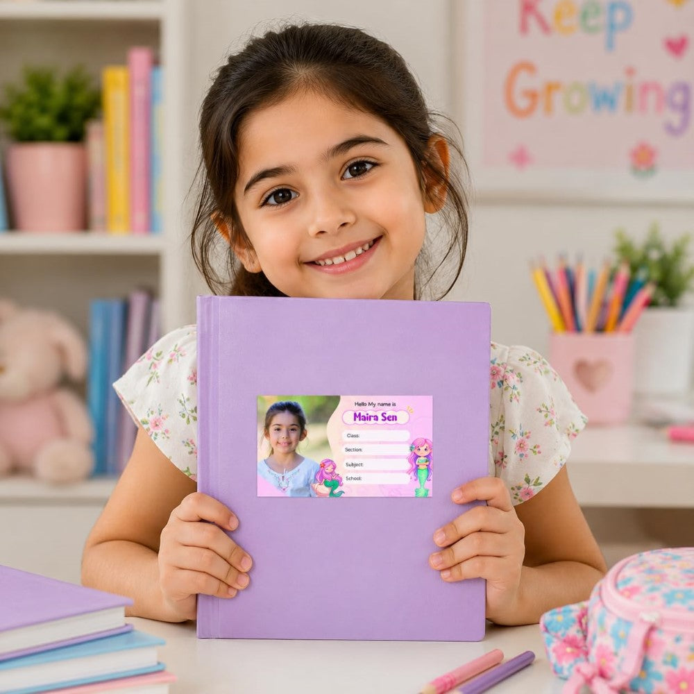 Personalized School Book Labels - Photo Mermaid