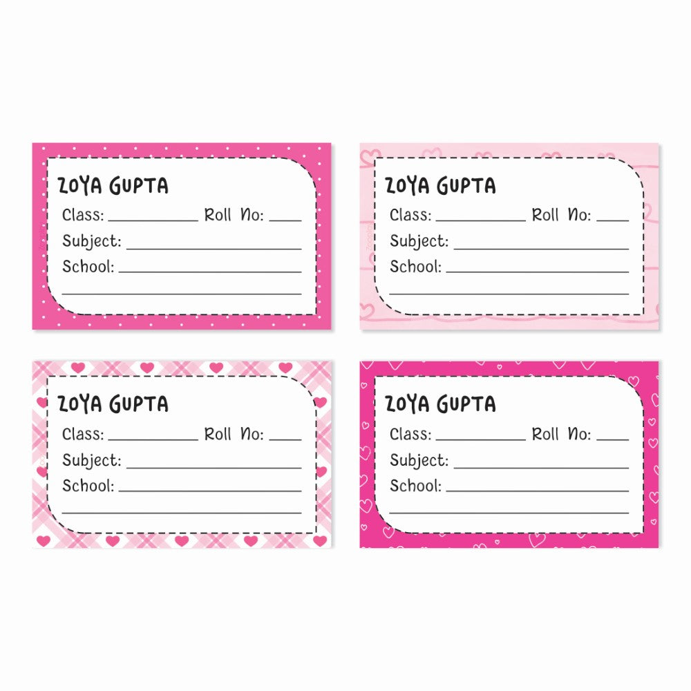 Personalized School Book Labels - Pretty in pink