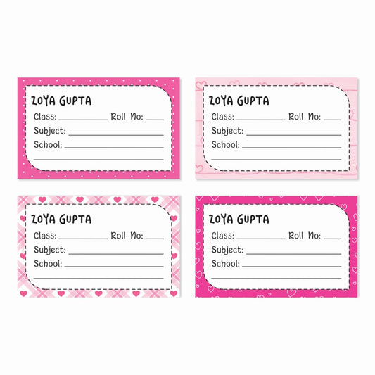 Personalized School Book Labels - Pretty in pink