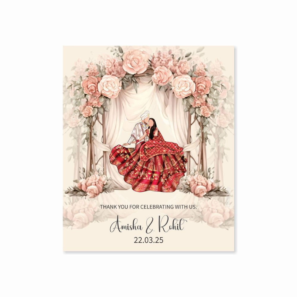 Wedding Thank You Tag - Royal Red & Gold