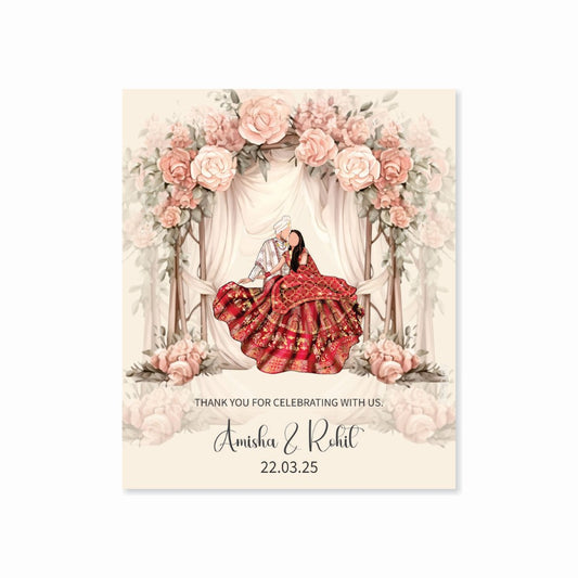 Wedding Thank You Tag - Royal Red & Gold