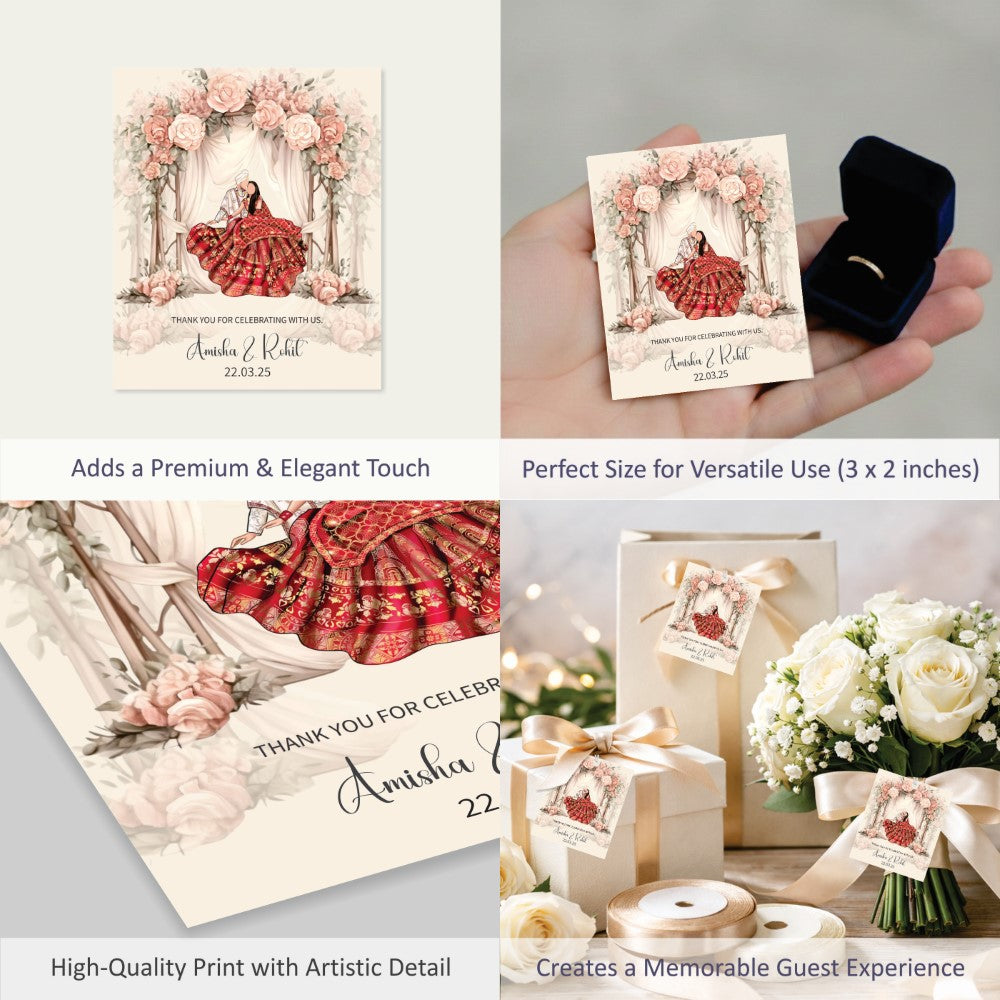 Wedding Thank You Tag - Royal Red & Gold