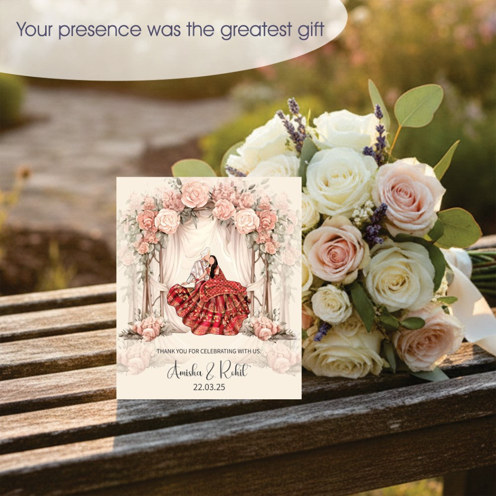 Wedding Thank You Tag - Royal Red & Gold