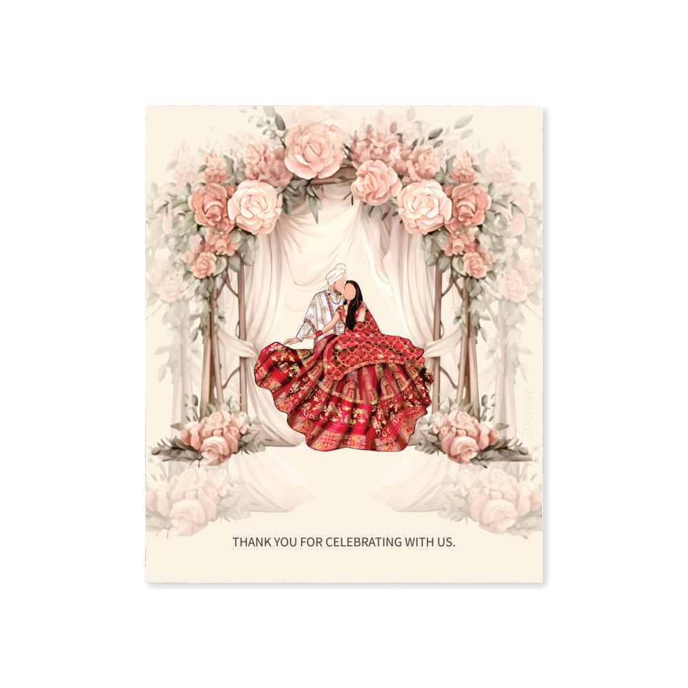 Wedding Thank You Tag - Royal Red & Gold