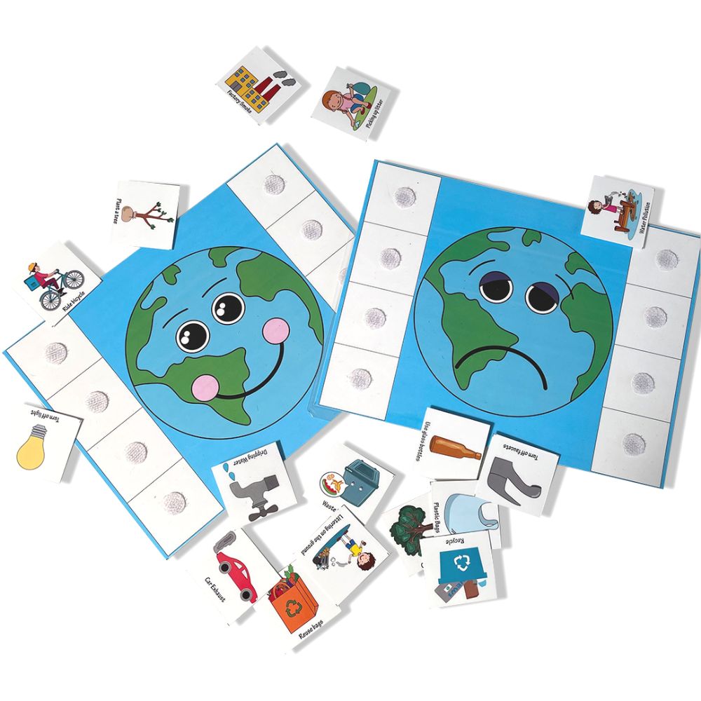 Happy earth sad earth sorting activity