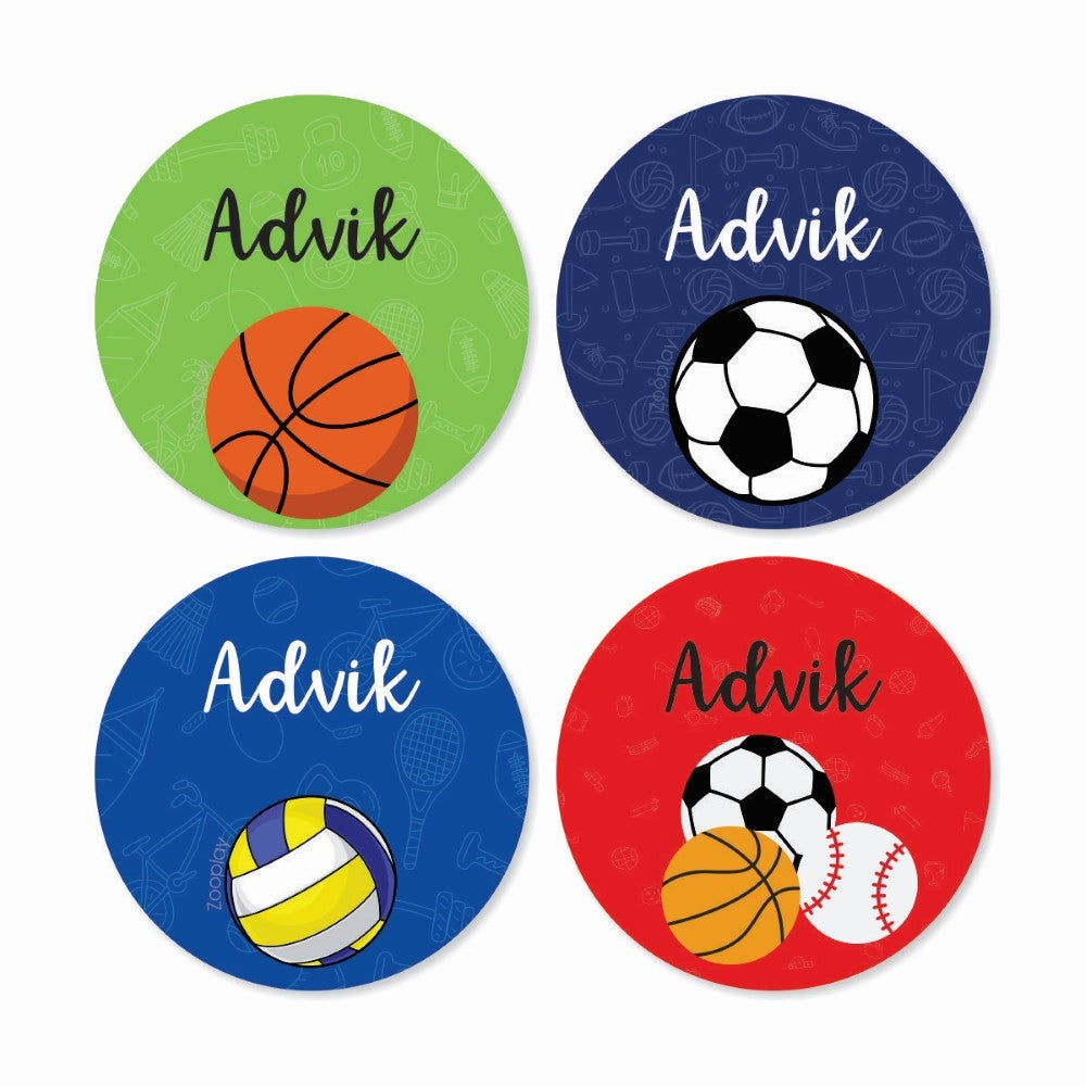 Round waterproof name labels - Sports Star