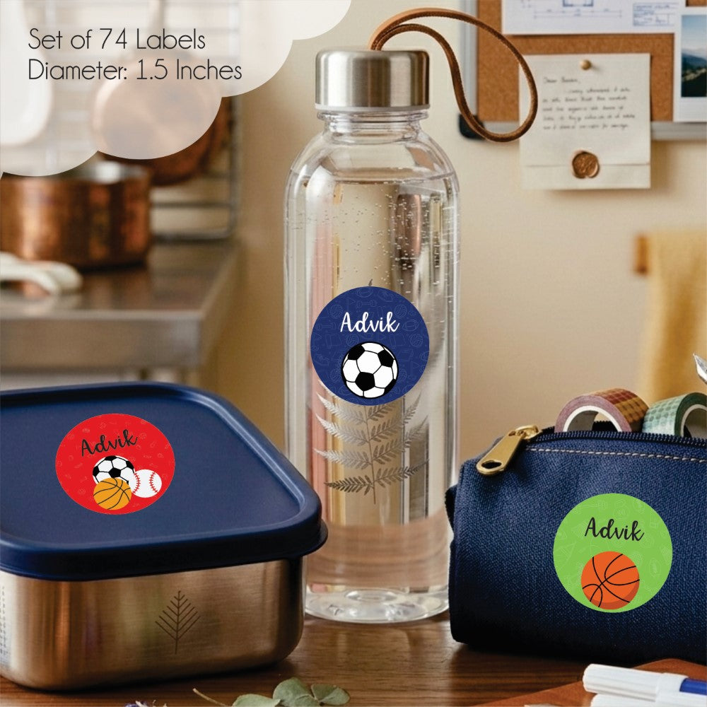 Round waterproof name labels - Sports Star