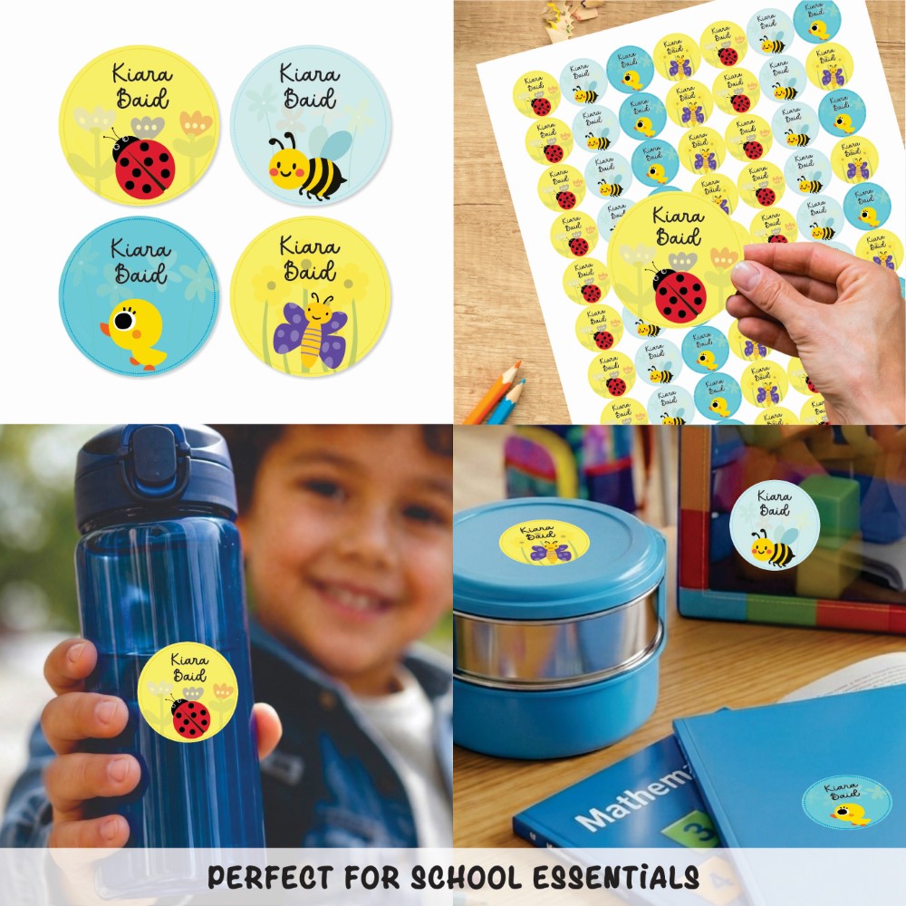 Round waterproof name labels - Spring Joy