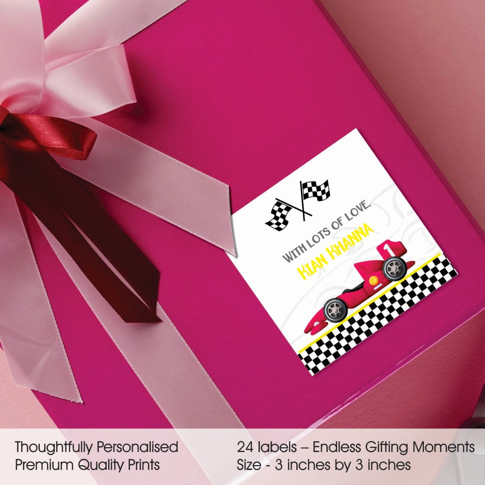 Gift Labels personalized - Superhero Racer